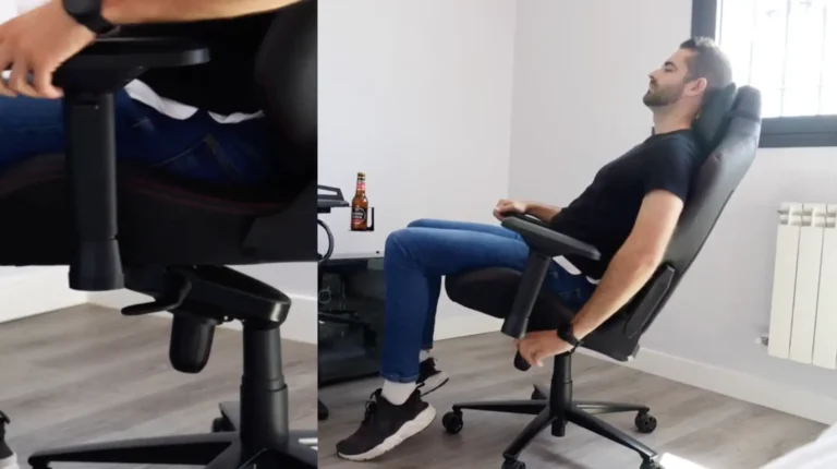 Probando el respaldo de la silla ergonómica Gta Racing
