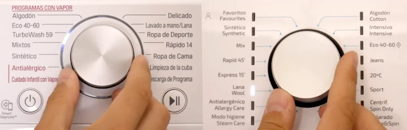 Probando los diferentes programas de limpieza de las lavadoras Cecotec 125600 y LG